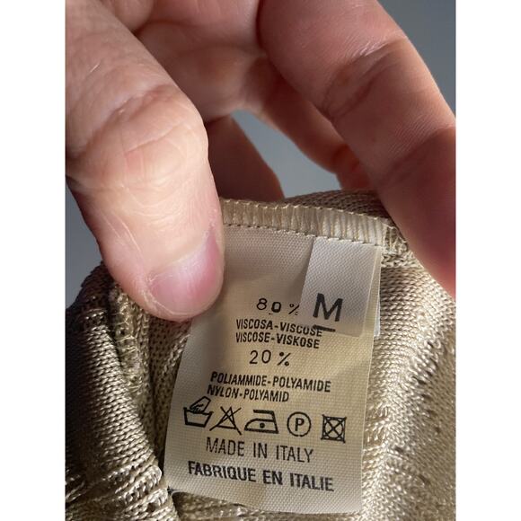 Every Green Vintage Italian Knitwear Beige Gold Sleeveless Tank Italy Lux ~ Sz M - Picture 7 of 8